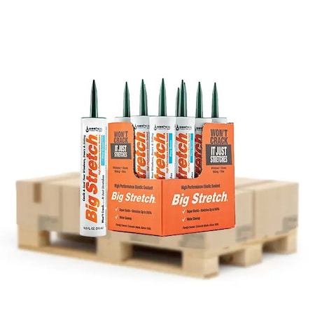 Big Stretch Caulk, 10.5 oz, Cartridge, Pine Green, Water Base, 12 PK 10024